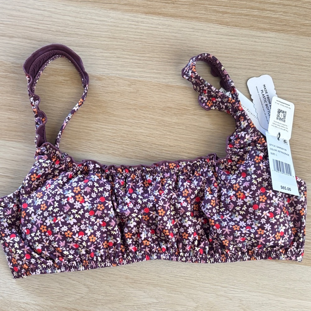 Sanctuary Floral Bikini Top - Purple and Red